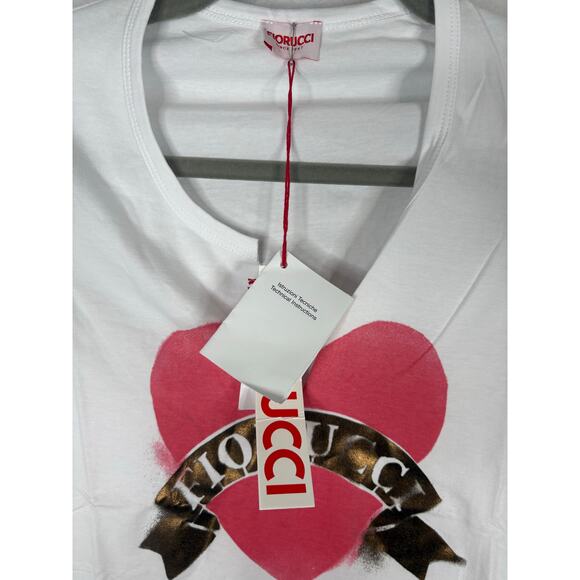 FIORUCCI Logo Shirt Heart Spray Paint Graphic Tee Streetwear Italy Y2K Biker XS - Picture 2 of 6